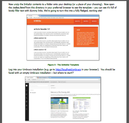 Screen Shot of PDF Umbraco Manual - creating websites from flat HTML!
